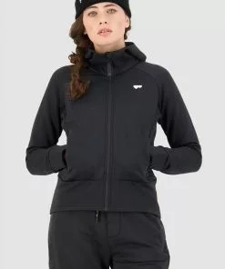 Mons Royale Nevis Merino Fleece Hood - Black WOMEN