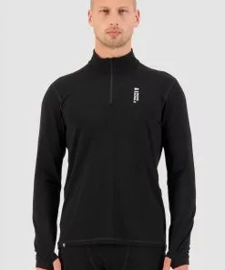 Mons Royale Cascade Merino Flex 1/4 Zip - Black MEN
