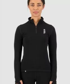 Mons Royale Cascade Merino Flex 1/4 Zip - Black
