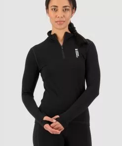 Mons Royale Cascade Merino Flex 1/4 Zip - Black