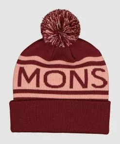 Mons Royale Pom Pom Beanie - Wine Dusty Pink ACCESSORIES