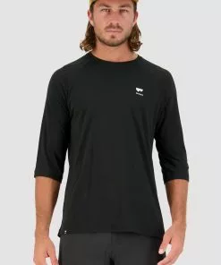 Mons Royale Tarn Merino Shift Raglan 3/4 - Black MEN